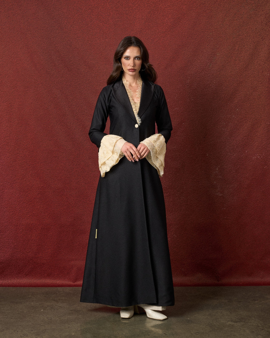 Buy online: the Lacey abaya by Le Reflet, premium quality with delicate lace detailing. Trending design, fast home delivery across Qatar and Doha.