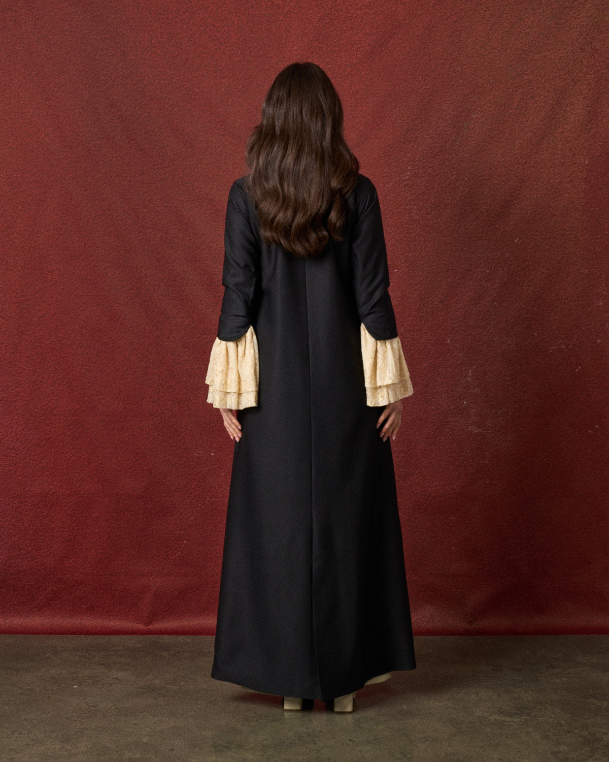 Buy online: the Lacey abaya by Le Reflet, premium quality with delicate lace detailing. Trending design, fast home delivery across Qatar and Doha.