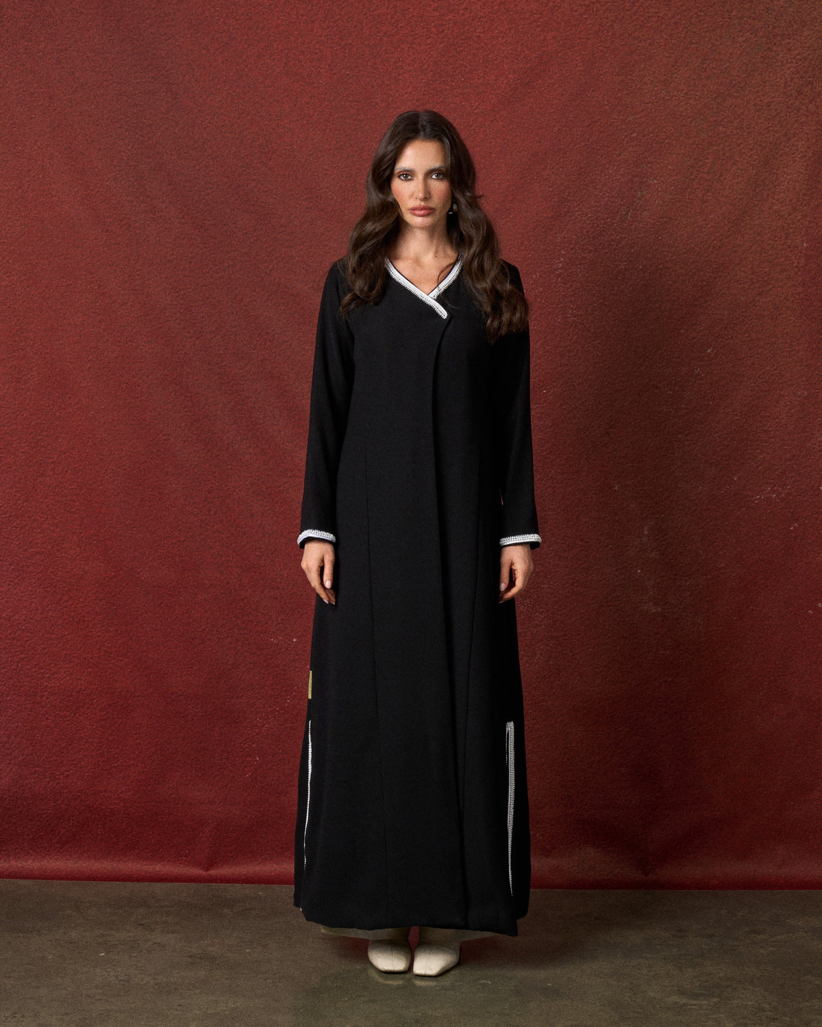 Buy online: the Pearla abaya by Le Reflet, premium quality with graceful pearl embellishment. Trending design, fast home delivery across Qatar and Doha.