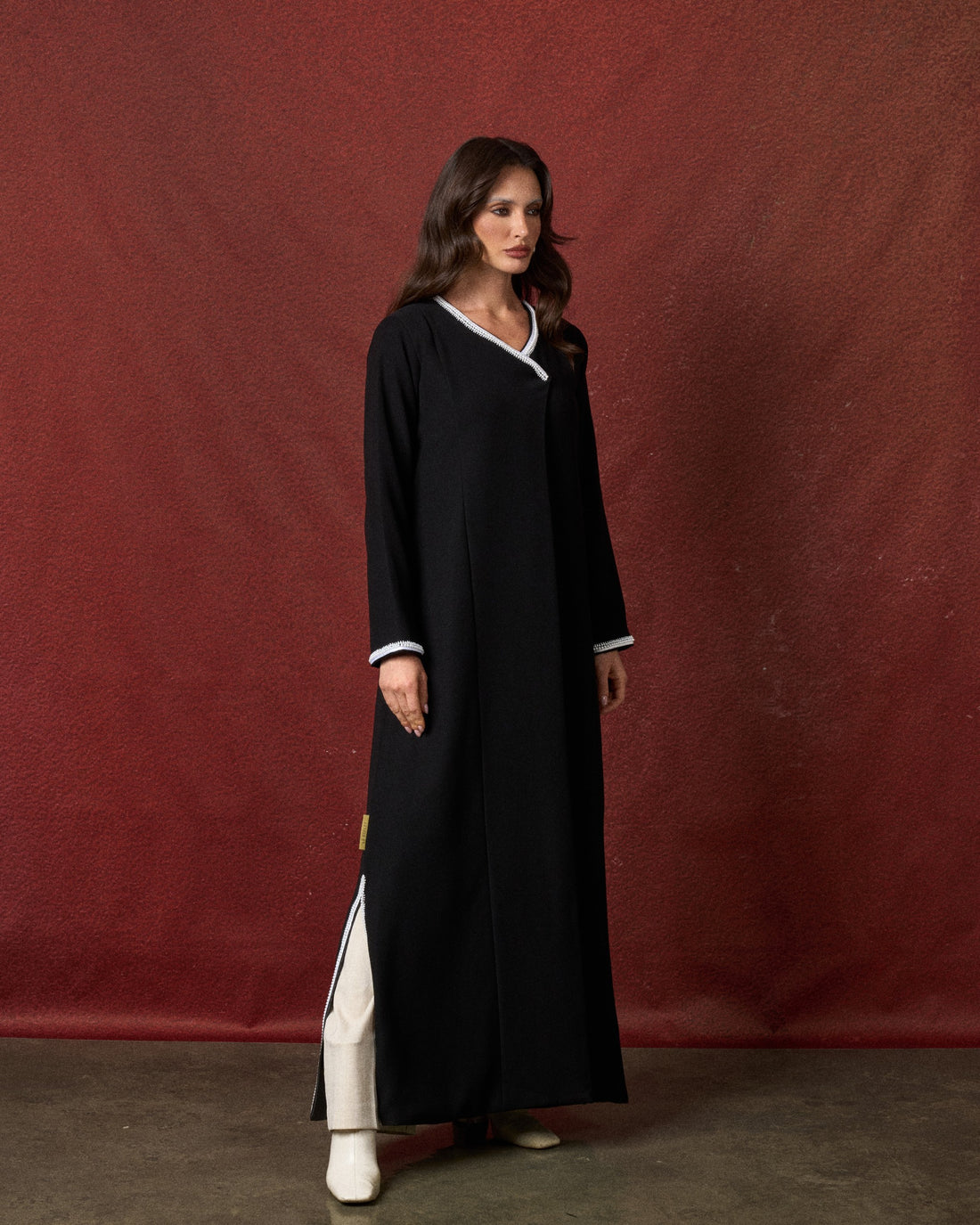 Buy online: the Pearla abaya by Le Reflet, premium quality with graceful pearl embellishment. Trending design, fast home delivery across Qatar and Doha.